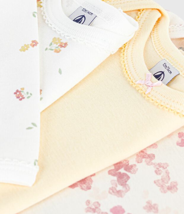 Set lang&auml;rmeliger Baby-Bodys aus Baumwolle mit Blumenmotiv vielfarbig