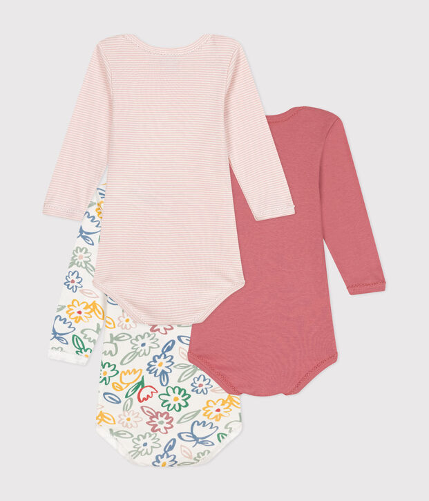 3er-Set lang&auml;rmelige Bodys aus Baumwolle mit Blumenmotiv f&uuml;r Babys vielfarbig