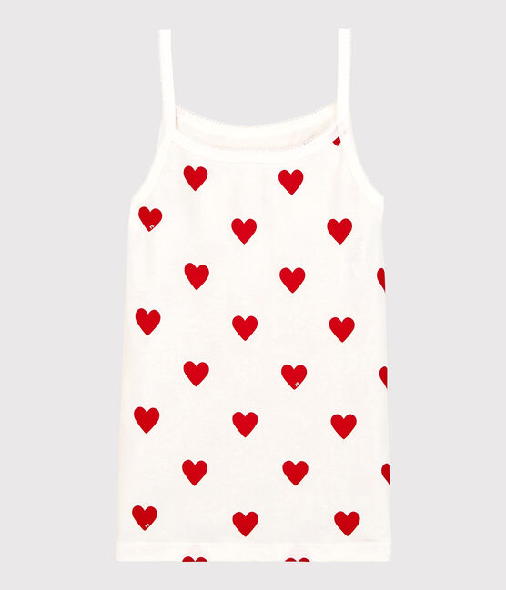 Damen-Trägerhemd aus Baumwolle weiss MARSHMALLOW/rot TERKUIT