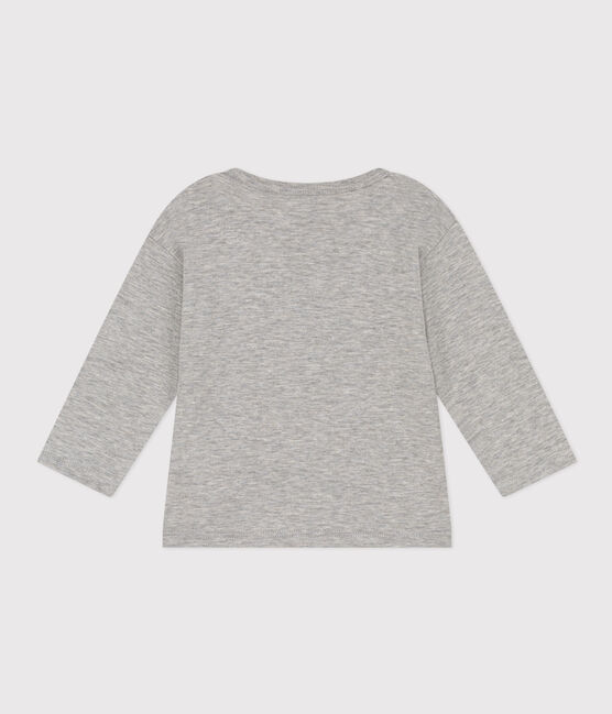Langärmeliges Baby-T-Shirt aus geflammtem Jersey grau CHATON CHINE