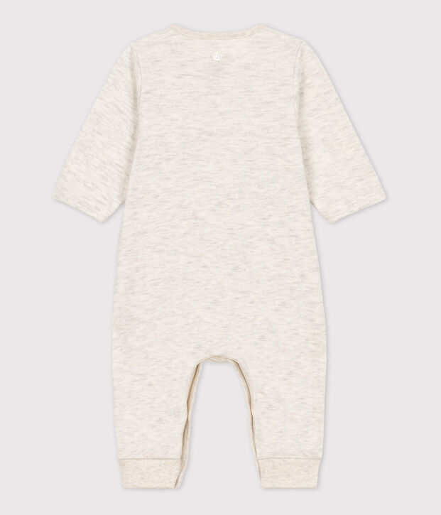 Langer einfarbiger Baby-Overall aus Bio-Doppeljersey beige