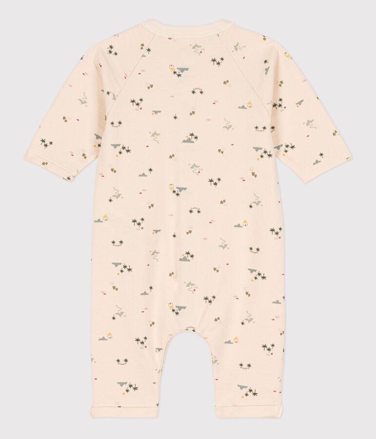 Langer bedruckter Baby-Overall aus Molton naturfarben/vielfarbig