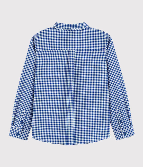 Langärmeliges Kinder-Hemd aus Popeline für Jungen weiss MARSHMALLOW/weiss MULTICO