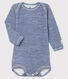 Langärmliger Baby-Body mit Streifen aus Wolle und Baumwolle