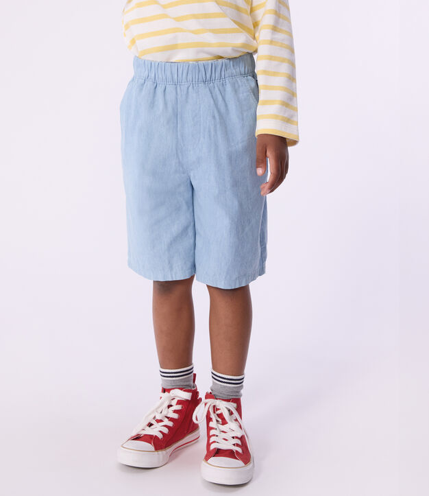 Kinder-Bermudashorts aus einfarbiger Baumwolle blau
