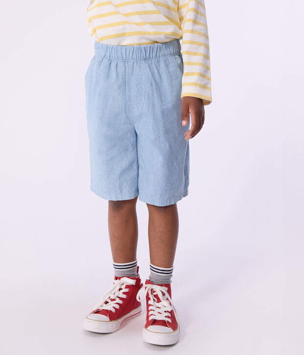 Kinder-Bermudashorts aus einfarbiger Baumwolle blau