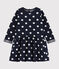 Langärmeliges Baby-Kleid für Mädchen blau SMOKING/weiss MARSHMALLOW