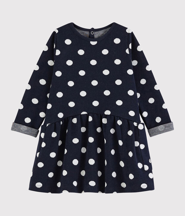 Lang&auml;rmeliges Baby-Kleid f&uuml;r M&auml;dchen blau/weiss