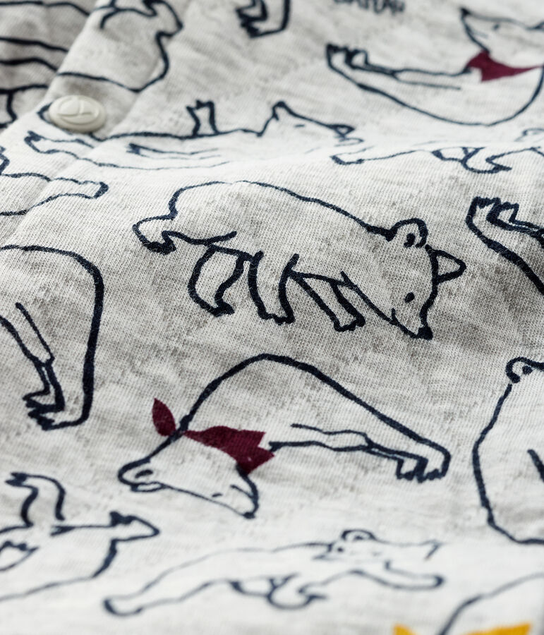 Langer Baby-Overall f&uuml;r Jungen grau BELUGA/weiss MULTICO