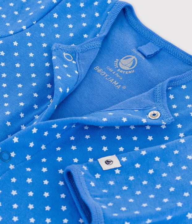 Baby-Bodyjama aus Bio-Baumwolle blau/weiss