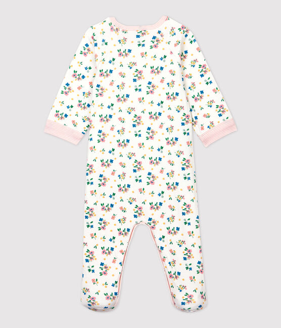 Baby-Strampler aus Doppeljersey mit Reißverschluss und Blumenmuster für Mädchen weiss MARSHMALLOW/weiss MULTICO