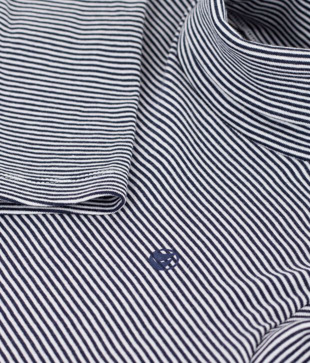 Kinder-Rollkragenshirt aus Baumwolle f&uuml;r M&auml;dchen und Jungen blau/weiss