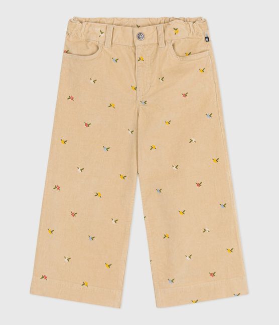 Kinder-Hose aus Fein-Cord mit Muster beige CAJOU/ MULTICO