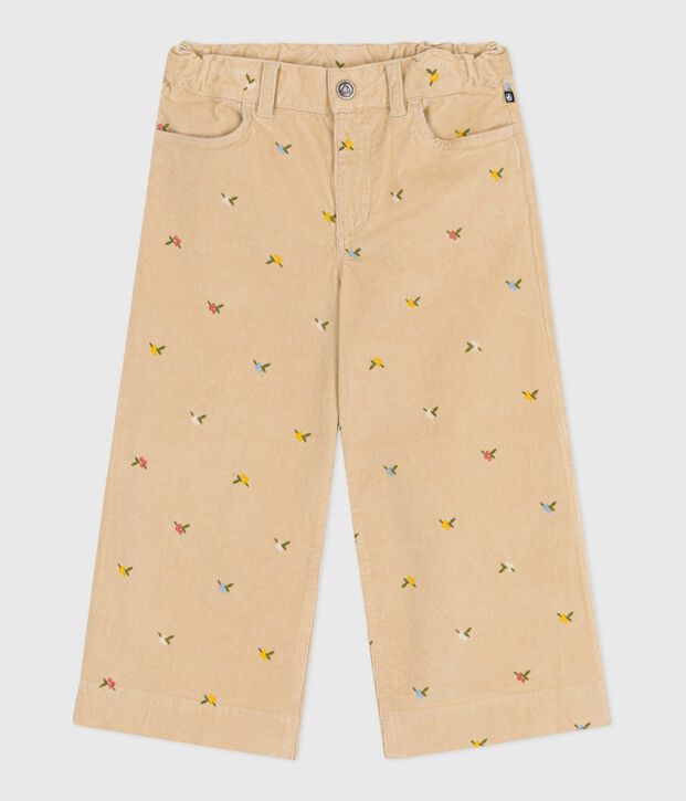 Kinder-Hose aus Fein-Cord mit Muster beige/vielfarbig
