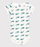 Kurzärmeliger Baby-Body aus Baumwolle mit Print grün MARSHMALLOW/ DRAGONFLY