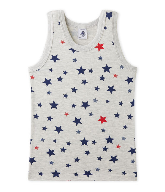 Bedrucktes Jungen-Unterhemd aus Stretch-Jersey grau BELUGA/weiss MULTICO