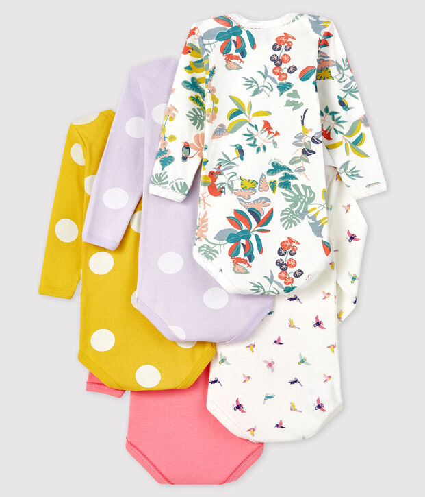 5er-Set lang&auml;rmlige Baby-Bodys f&uuml;r M&auml;dchen vielfarbig