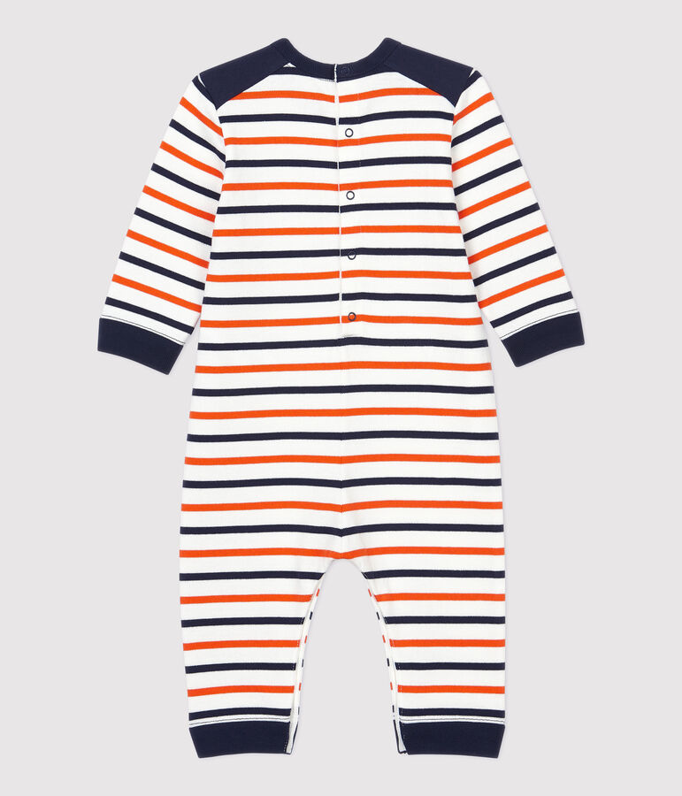Baby-Overall aus Molton. weiss/blau/orange