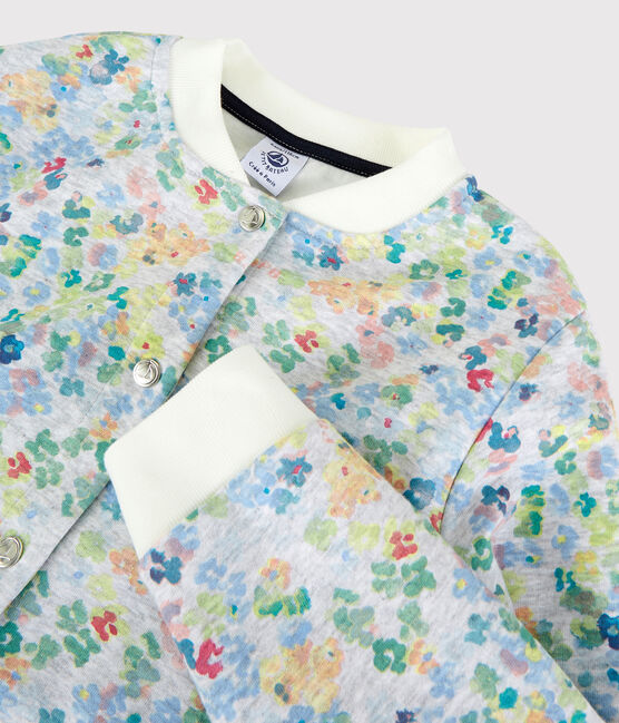 Kinder College-Jacke aus Jersey für Mädchen grau POUSSIERE/weiss MULTICO