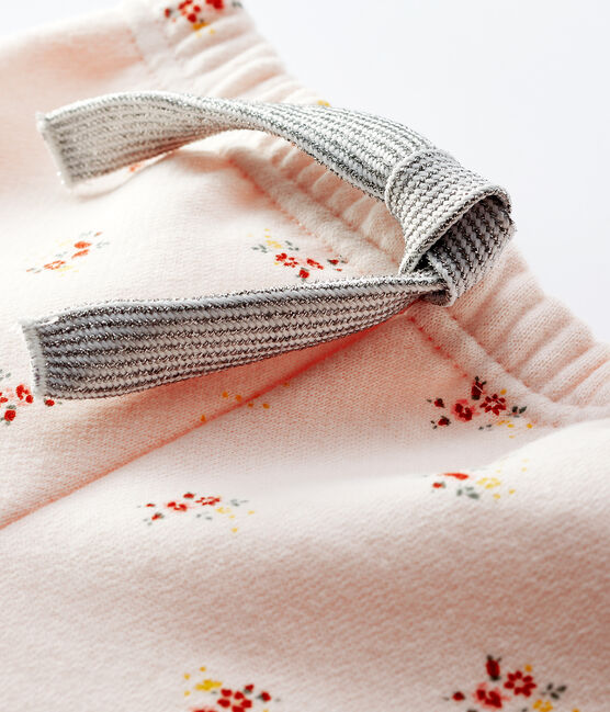 Baby-Hose aus bedrucktem Molton für Mädchen rosa FLEUR/weiss MULTICO