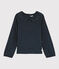 Kinder-T-Shirt mit Kragen für Mädchen blau SMOKING/weiss MULTICO