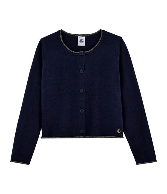 Strick-Cardigan für Mädchen blau SMOKING