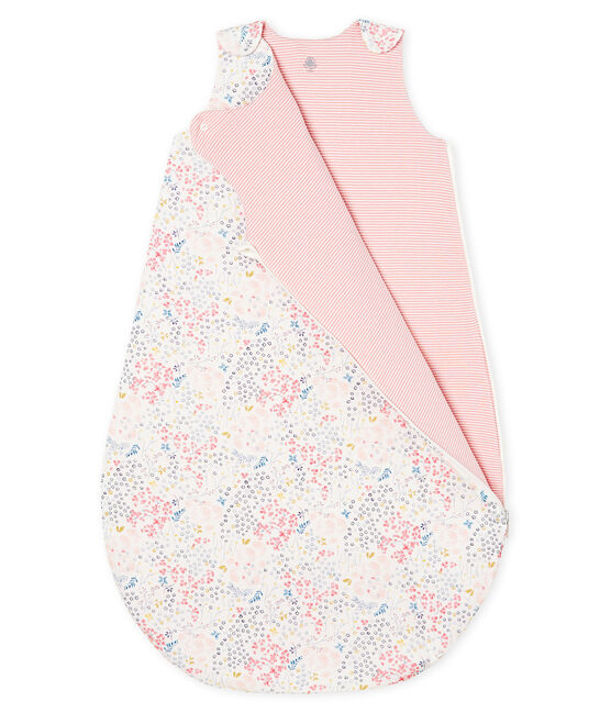Wendeschlafsack aus Rippstrick für Mädchen weiss MARSHMALLOW/weiss MULTICO