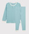 Gestreepte pyjama van katoen en lyocell voor jongetjes blau MIROIR/weiss MARSHMALLOW