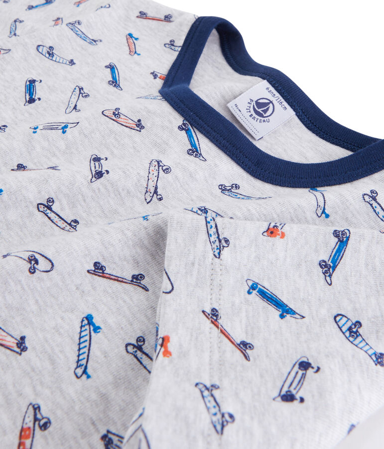 Rippstrick-Pyjama, f&uuml;r kleine Jungen grau POUSSIERE/weiss MULTICO