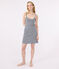 Gestreiftes Damen-Kurznachthemd aus Baumwolle blau SMOKING/weiss MARSHMALLOW