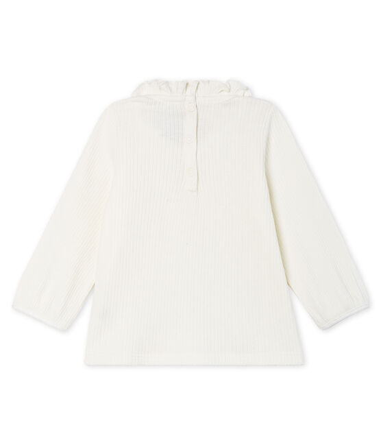 Langärmelige einfarbige Baby-Bluse für Mädchen weiss MARSHMALLOW CN