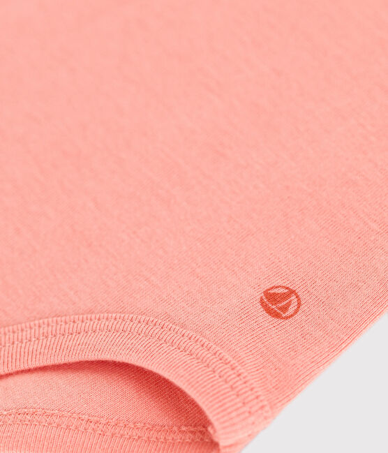 Kurzärmeliger Baby-Body aus einfarbiger Baumwolle orange ABRICOT