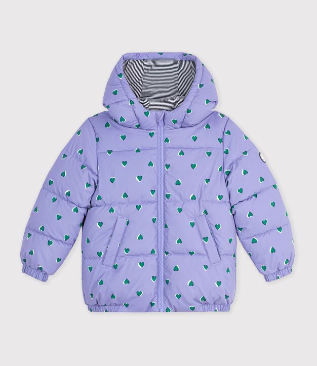 Kinder-Winterjacke mit Herzmotiv violett/vielfarbig