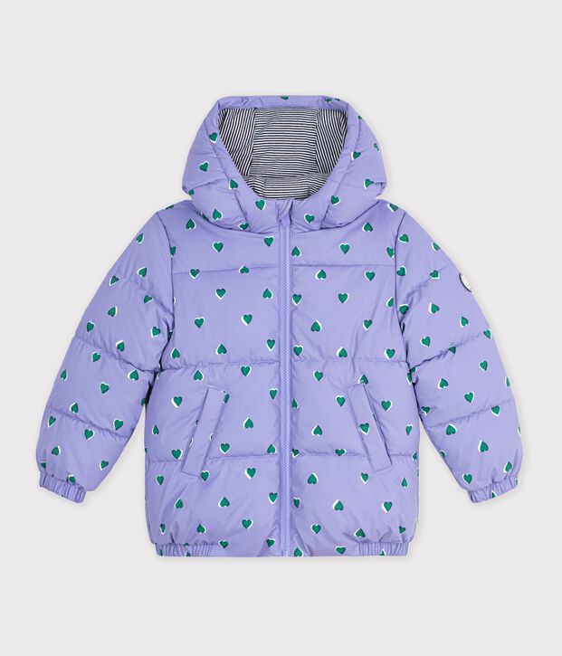Kinder-Winterjacke mit Herzmotiv violett/vielfarbig