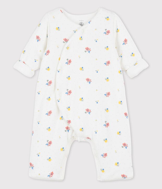 Langer Baby-Overall aus Bio-Doppeljersey mit print weiss/rosa
