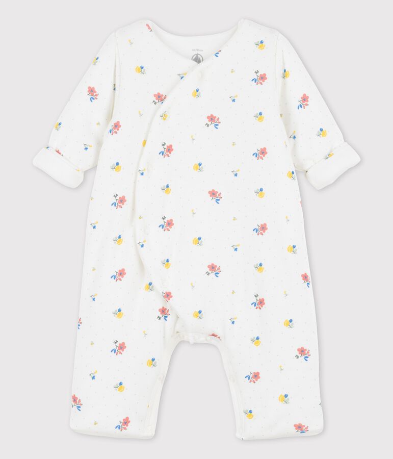 Langer Baby-Overall aus Bio-Doppeljersey mit print weiss/rosa
