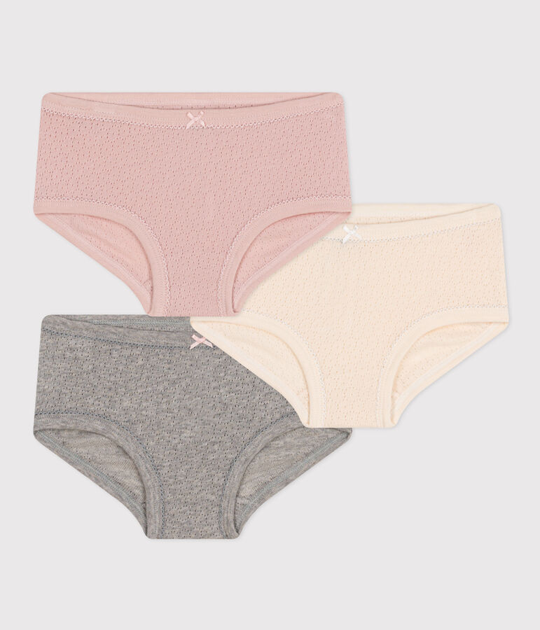 3er-Set Kinder-Slips mit Ajourmuster und hohem Taillenbund vielfarbig