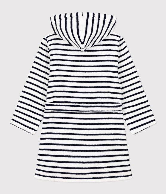 Gestreifter Bademantel aus Frottee für kleine Mädchen/kleine Jungen weiss LAIT/blau MEDIEVAL