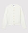 Damen-Cardigan aus gestepptem Doppeljersey weiss MARSHMALLOW