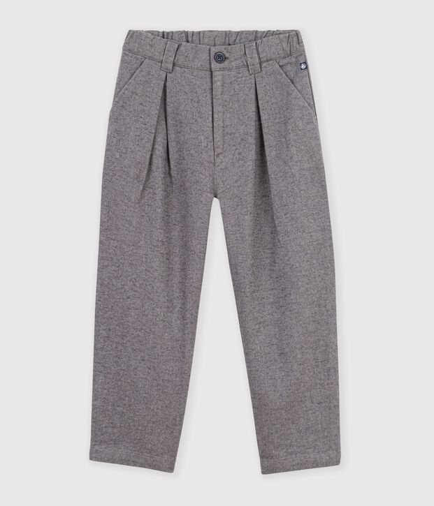 Kinder-Bundfaltenhose aus Baumwollflanell grau