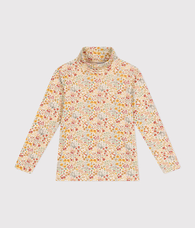 Kinder-Rollkragenshirt f&uuml;r M&auml;dchen naturfarben/braun/vielfarbig