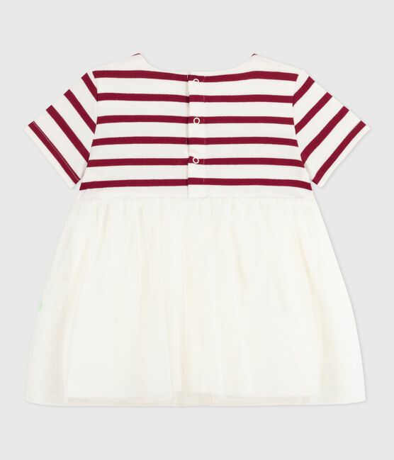 Kurzärmeliges Baby-Kleid aus zwei Stoffen rot MILK/ AMARANTE