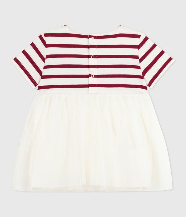Kurz&auml;rmeliges Baby-Kleid aus zwei Stoffen rot/rot