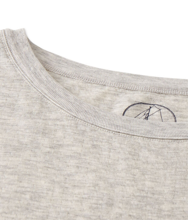 Meliertes Damen-Maxishirt aus extrafeinem, gedoppeltem Jersey grau