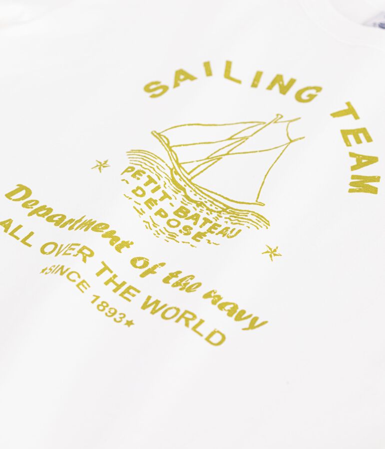 Kurz&auml;rmeliges Kinder T-Shirt aus Baumwolle weiss MARSHMALLOW