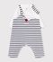 Baby-Set Latzhose und Body aus Baumwolle mit Kragen und Streifen weiss/blau