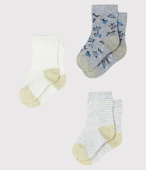 3er-Set Babystrümpfe Mädchen grau BELUGA CHINE