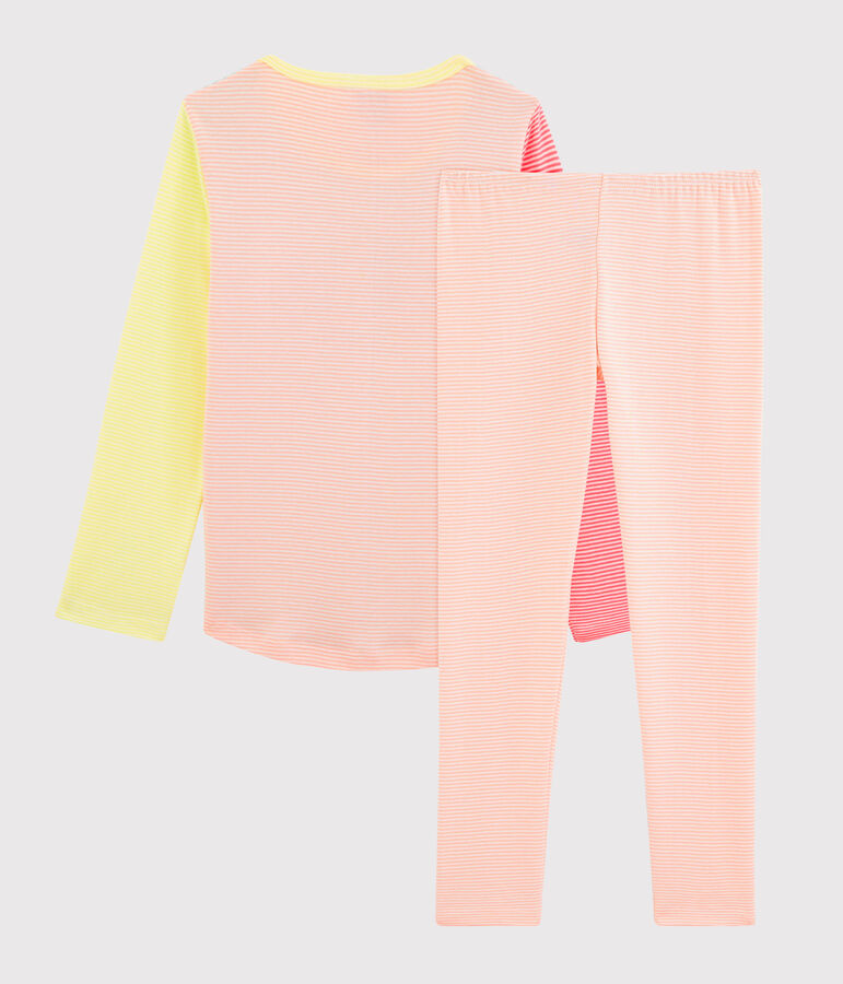 Rippstrick-Pyjama f&uuml;r M&auml;dchen weiss/vielfarbig