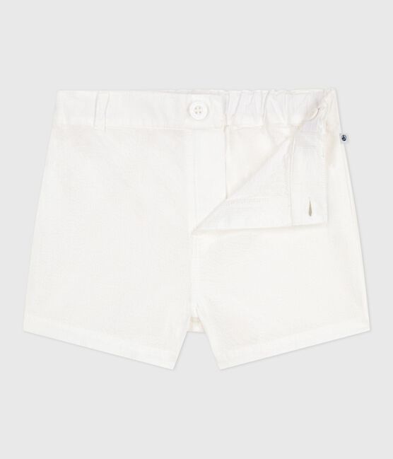 Baby-Shorts aus gestreiftem Seersucker weiss ECUME