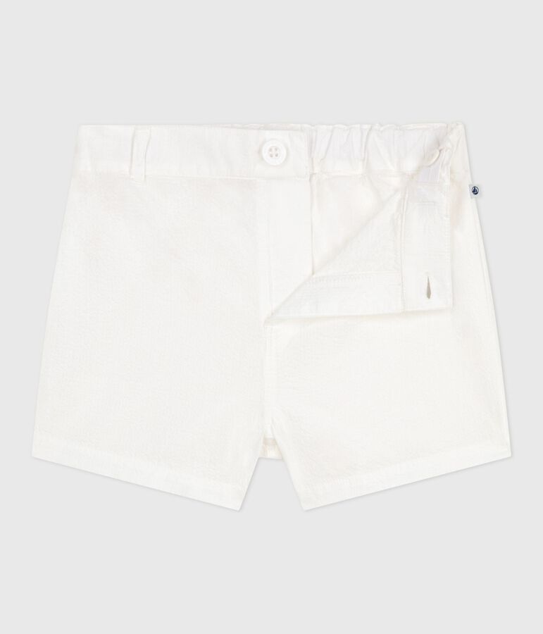 Baby-Shorts aus gestreiftem Seersucker weiss